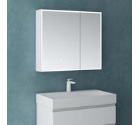 Mai & Mai Armoire de Toilette avec Éclairage LED Armoire Suspendue de Salle de Bain avec Miroir Armoire Miroir Mural 80x15x70 cm Blanc Mat SpiegelSR-04