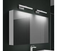 Mai & Mai Armoire Miroir Suspendue de Salle de Bain 120x15x70cm Blanc Mat avec 2 Lampe LED 180° Rotative 40cm Chrome