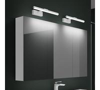 Mai & Mai Armoire Miroir Suspendue de Salle de Bain 120x15x70cm Blanc Mat avec 2 Lampe LED 180° Rotative 40cm Blanc
