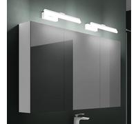 Mai & Mai Armoire Miroir Suspendue de Salle de Bain 120x15x70cm Blanc Mat avec 2 Lampe LED 6000K 180° Rotative 40cm Blanc