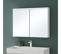 Mai & Mai Armoire Suspendue de Salle de Bain avec Miroir Armoire de Toilette Meuble Miroir avec éclairage LED Armoire Mural 90x15x70 cm Blanc Mat SpiegelSR-03