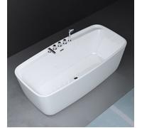 Mai & Mai Baignoire îlot en Acrylique Blanc Rectangulaire 170x80x58cm Baignoire sur Pieds avec Robinet Bonde et Trop Plein V612MA