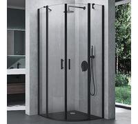 Mai & Mai Cabine de Douche 100x100cm Ronde avec receveur Paroi de Douche en Quart de Cercle Verre Transparent Noir ESG Nano RAV52K