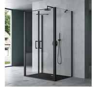 Mai & Mai® Cabine de Douche 90x90 pour Un Seul Mur Porte Auto-levante Paroi de Douche Rectangulaire Verre Transparent Noir Rav66UK
