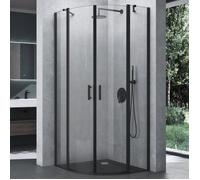 Mai & Mai Cabine de Douche 90x90cm Ronde avec receveur Paroi de Douche en Quart de Cercle Verre Transparent Noir ESG Nano RAV52K