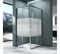 Mai & Mai cabine de douche avec receveur 75x90cm paroi de douche deux portes coulissantes verre trempé partiellement opaque avec revêtement nano easy clean RAV16ms