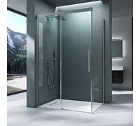 Mai & Mai cabine de douche en angle paroi de douche avec porte coulissante 90x100cm verre transparent de 6mm avec revêtement nano easy clean RAV12