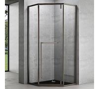 Mai & Mai Cabine de Douche en Angle Transparent avec Receveur 80x80x200cm | Pare-douche avec Porte Pivotante, Paroi de Douche Pentagonale, Verre Nano 8mm, Montage Réversible, avec Receveur Noir, RAV68K