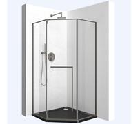 Mai & Mai Cabine de Douche en Angle Transparent avec Receveur 90x90x200cm | Pare-douche avec Porte Pivotante, Paroi de Douche Pentagonale, Verre Nano 8mm, Montage Réversible, avec Receveur, RAV68K-Plus