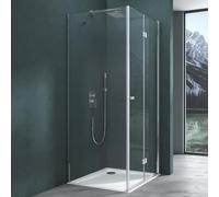 Mai & Mai Cabine de Douche en Angle Transparent sans Receveur 90x90x190cm | Pare-douche avec Porte Pivo-Pliante, Paroi de Douche, Verre Trempé Nano 6mm, Montage Réversible, RAV27K