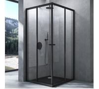 Mai & Mai® cabine de douche noir 100x120cm paroi de douche deux portes coulissantes verre trempé transparent RAV16K