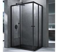Mai & Mai cabine de douche noir 70x100cm paroi de douche deux portes coulissantes verre trempé transparent avec revêtement nano easy clean RAV16K