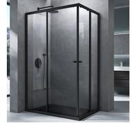 Mai & Mai cabine de douche noir 70x100cm paroi de douche deux portes coulissantes verre trempé transparent avec revêtement nano easy clean RAV16K