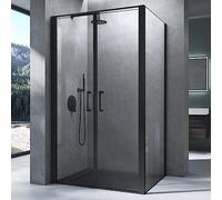 Mai & Mai Cabine de Douche Noire 90x90 Porte Auto-levante Paroi de Douche Rectangulaire Verre Transparent de 8mm Easy Clean Rav66K