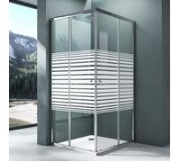 Mai & Mai Cabine de Douche Paroi de Douche avec Deux Portes Coulissantes Transparent avec Bande Opaque RAV16MS-Plus 70x100cm