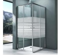 Mai & Mai Cabine de Douche Paroi de Douche avec Deux Portes Coulissantes Transparent avec Bande Opaque RAV16MS-Plus 100x90cm