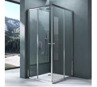 Mai & Mai Cabine de Douche Paroi de Douche avec Deux Portes Coulissantes Verre Trempé de Sécurité Transparent RAV16K-Plus 100x100cm