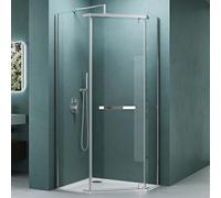 Mai & Mai cabine de douche paroi de douche en quart de cercle pentagonal en angle 90x90cm avec une porte verre transparent de 8mm easy clean Rav08K