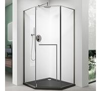 Mai & Mai Cabine de Douche Paroi de Douche Pentagonale 100x100cm Monatge Réversible Verre Transparent de 8mm Cadre Réglable Easy Clean Ravenna68K-Plus