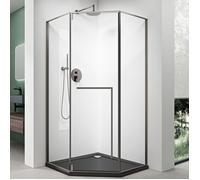 Mai & Mai Cabine de Douche Paroi de Douche Pentagonale 100x100cm Monatge Réversible Verre Transparent de 8mm Clean Ravenna68K-Plus