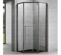 Mai & Mai Cabine de Douche en Angle Transparent avec Receveur 80x80x200cm | Pare-douche avec Porte Pivotante, Paroi de Douche Pentagonale, Verre Nano 8mm, Montage Réversible, avec Receveur Noir, RAV68K