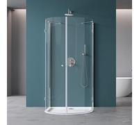 Mai & Mai Cabine de Douche Transparent avec Receveur et Bonde 90x90x190cm | Pare-douche avec Deux Portes Pivotantes, Paroi de Douche en Forme U, Verre Trempé 8mm, Montage Réversible, Rav03K