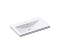 Mai & Mai Col01 Lavabo encastrable lavabo en fonte minérale blanche rectangulaire 1 trou de robinetterie Fonction trop-plein Largeur : 76,5 cm