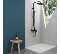 Mai & Mai Colonne de douche noir mat système de douche complet avec mitigeur douchette et douche de tête 30x20cm