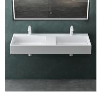 Mai & Mai Double lavabo suspendu blanc 120cm vasque à poser pour 2 évier lave mains salle de bain sans trop-plein Col12-1200-2