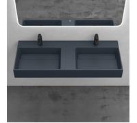 Mai & Mai Double Lavabo Suspendu Gris Noir 120x48x13cm Vasque à Poser Pour 2 Evier Lave Mains Salle de Bain sans Trop-plein Col12-1200-2