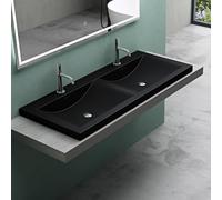 Mai & Mai Double Vasque Rectangulaire 120x48x12cm avec Trop-Plein | Vasque Lavabo, Deux Perçages, Deux Cuves, Surface Lisse, et Facile à Nettoyer, pour Usage Partagé, Colossum03