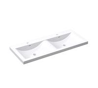 Mai & Mai Double Vasque Rectangulaire 120x48x12cm avec Trop-Plein | Vasque Lavabo, Deux Perçages, Deux Cuves, Surface Lisse, et Facile à Nettoyer, pour Usage Partagé, Colossum03
