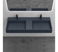 Mai & Mai Double Lavabo Suspendu Gris Noir 120x48x13cm Vasque à Poser 2 Evier Lave Mains Salle de Bain sans Trop-plein Col12-1200-2