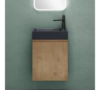 Mai & Mai Ensemble de Meuble de Salle de Bain Meuble sous Lavabo Suspendu Marron Clair 46x26x63cm avec Vasque Anthracite Mat PS02
