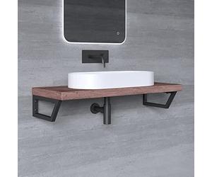 Mai & Mai Équerre de Fixation en Inox Noir 2 Pièces Support pour Étagère Mural Robuste W4 43cm