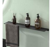 Mai & Mai Étagère Murale Amovible Serviteur de Douche en Aluminium pour Salle de Bain Cuisine 600x32x125 mm Noir Mat Reglo-06