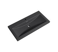 Mai & Mai Lavabo à Encastrer Gris Noir Mat 100cm Vasque Lave Mains Rectangulaire en Résine Lavabo avec Trop-Plein Col01 100x48x13cm
