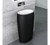 Mai & Mai Lavabo à Poser au Sol Noir Mat 53,5x36x85 cm Vasque sur Pied en Résine Evier Lave Mains Salle de Bain sans Trop-plein Col132