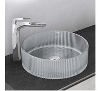 Mai & Mai Lavabo en Verre Transparent Rond Lave-Mains Vasque Verre à Poser Salle de Bain Toilettes pour Invités 40x40x12 cm Min01