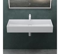Mai & Mai Lavabo Rectangulaire Posé Suspendu 100x40x14cm sans Trop-Plein