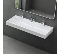 Mai & Mai Lavabo Rectangulaire Posé Suspendu 120x46x11cm sans Trop-Plein | Vasque Lavabo, Perçage Robinet, Solid Surface, pour Grande Salle de Bains, Colossum19-1200