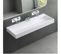 Mai & Mai Lavabo salle de bains vasque blanc 120x46x11cm lave mains rectangulaire sans perçage pour robinet lavabo à poser Col19