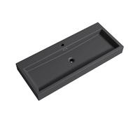 Mai & Mai Lavabo suspendu gris noir mat vasque à poser 100cm lave mains rectangulaire avec trop plein Col06 100x42x10cm