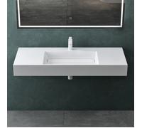 Mai & Mai Lavabo suspendu vasque à poser blanc 120cm évier lave mains salle de bain sans trop-plein Col12-1200-M