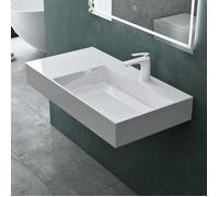 Mai & Mai Lavabo suspendu vasque à poser blanc 90cm évier lave mains salle de bain sans trop-plein Col12-900 R