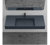 Mai & Mai Lavabo Suspendu Vasque à Poser Gris Noir 120x48x13cm Evier Lave Mains Salle de Bain sans Trop-plein Col12-1200-M