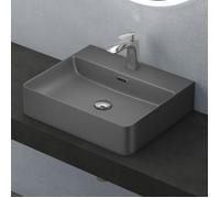 Mai & Mai Lavabo suspendu vasque à poser gris noir mat 50cm évier lave mains salle de bain avec trop-plein ME201