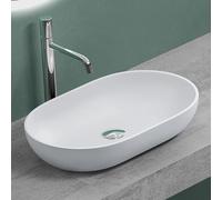 Mai & Mai lavabo vasque à poser forme ovale blanc mat 54x34x10,5cm en fonte minérale nouveau matériau Col808