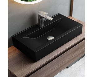 Mai & Mai lave main évier vasque 61,5x31,5x10,5cm en céramique rectangulaire avec perçage pour robinet lavabo sans trop-plein à poser/suspendu BR118G