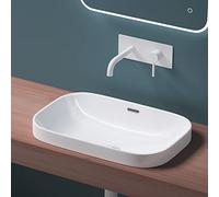 Mai & Mai lave main évier vasque 61,6x41,5x16,5 cm en céramique blanc rectangulaire sans perçage pour robinet lavabo avec trop-plein à poser BR5082